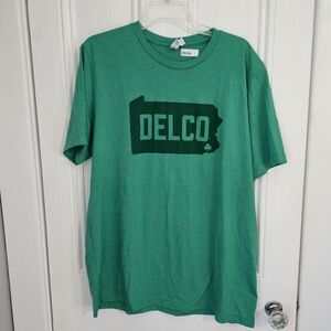 NWT Blue Rooted Delco Lucky Green Clover XL Tee Pennsylvania Irish Philadelphia